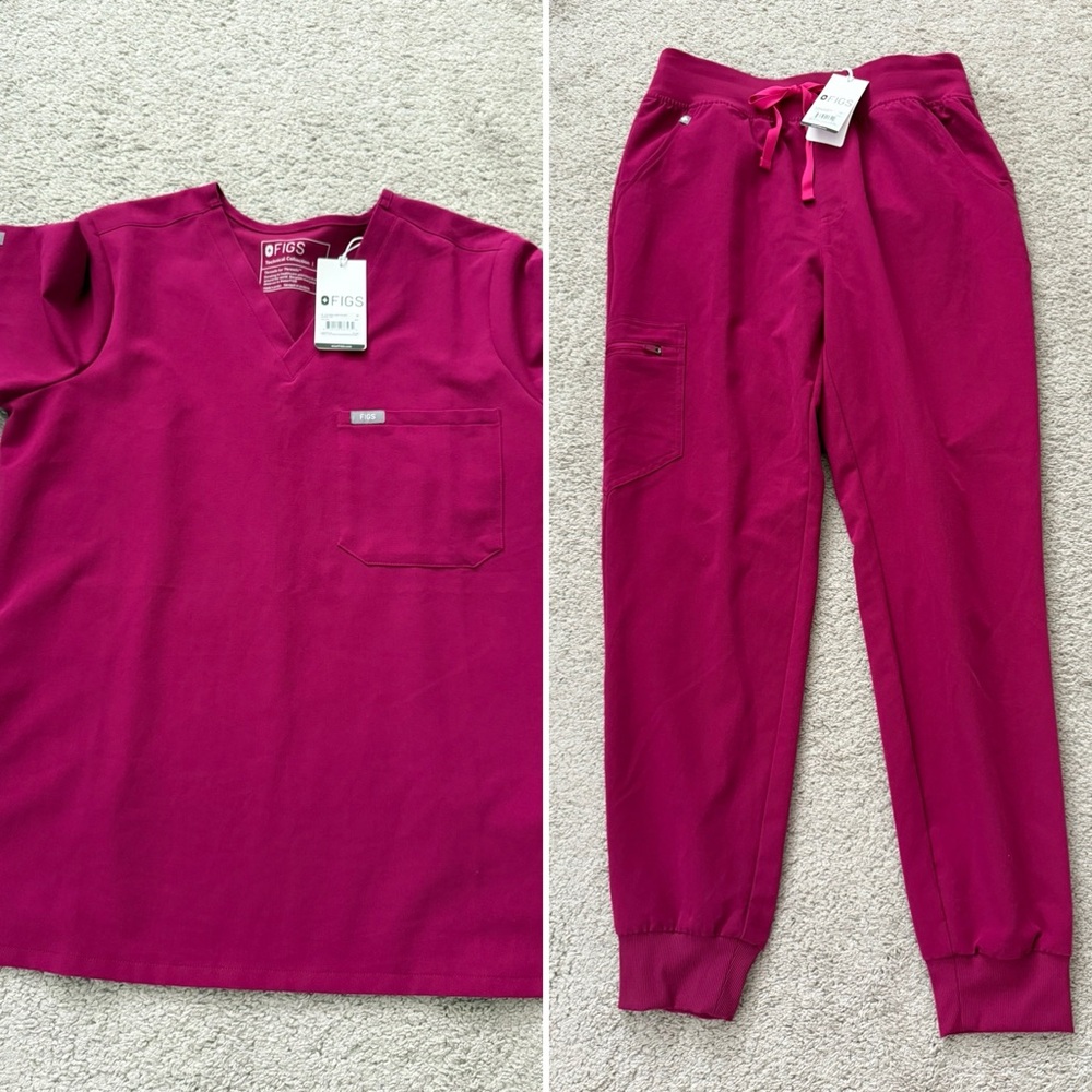 FIGS Scrubs BNWT Zamora & Catarina in dark magenta set